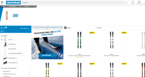 Webseite Decathlon mit Ski