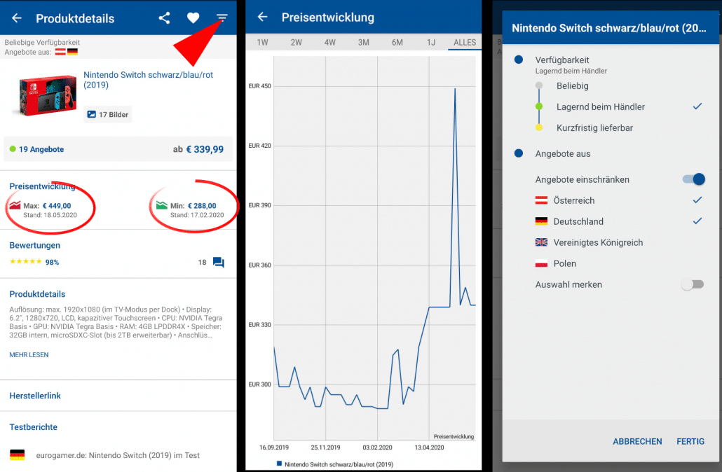 Geizhals-App nutzen 2