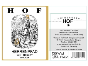 Etikett Herrenpfad Merlot - Weingut Hof