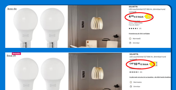 Ikea Schweiz-Deutschland - Preisvergleich - SOLHETTA