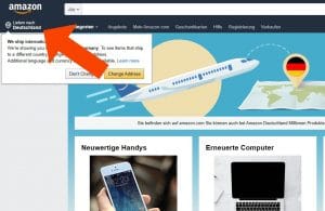 Browser Länderwahl beim Amazon.com