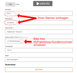 Lieferadresse bei Zalando eintragen