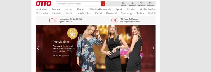 Ratgeber Online-Shop Otto (Screenshot-Webseite)