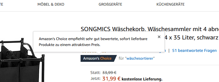 Amazon's Choice Faktoren