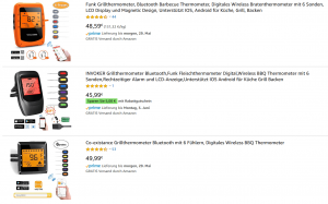 Screenshot Grillthermometer auf Amazon