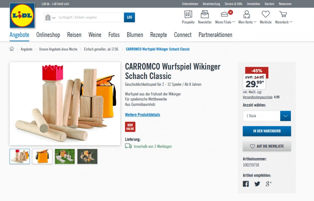 Wikinger Schach im Online Shop von Lidl