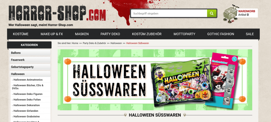 Screenshot von Horror-Shop