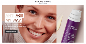 Screenshot der Startseite von Paulas Choice