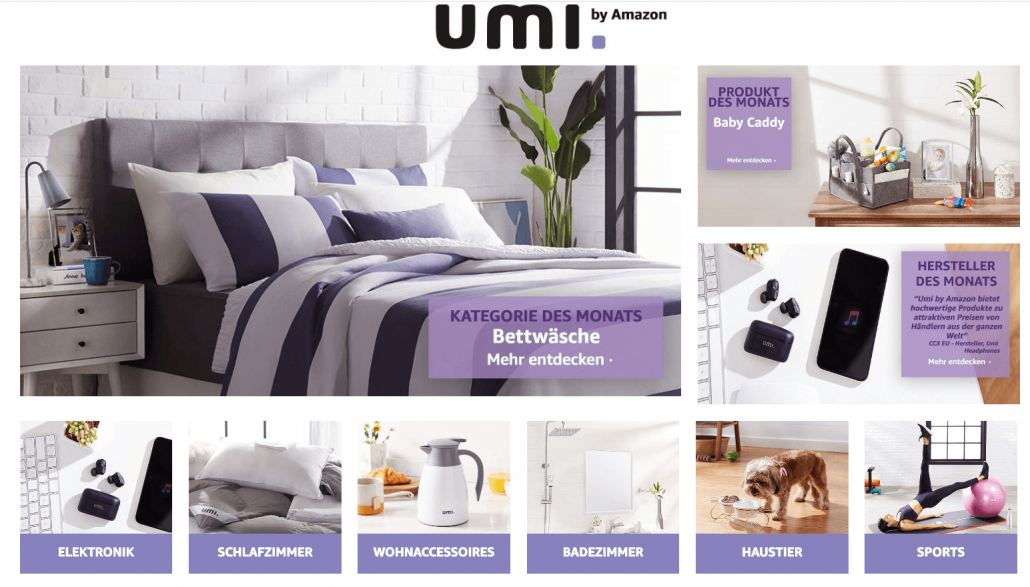 Die Startseite der Amazon Eigenmarke Umi