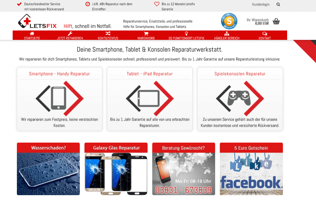 Startseite von letsfix.de (Screenshot www.letsfix.de)