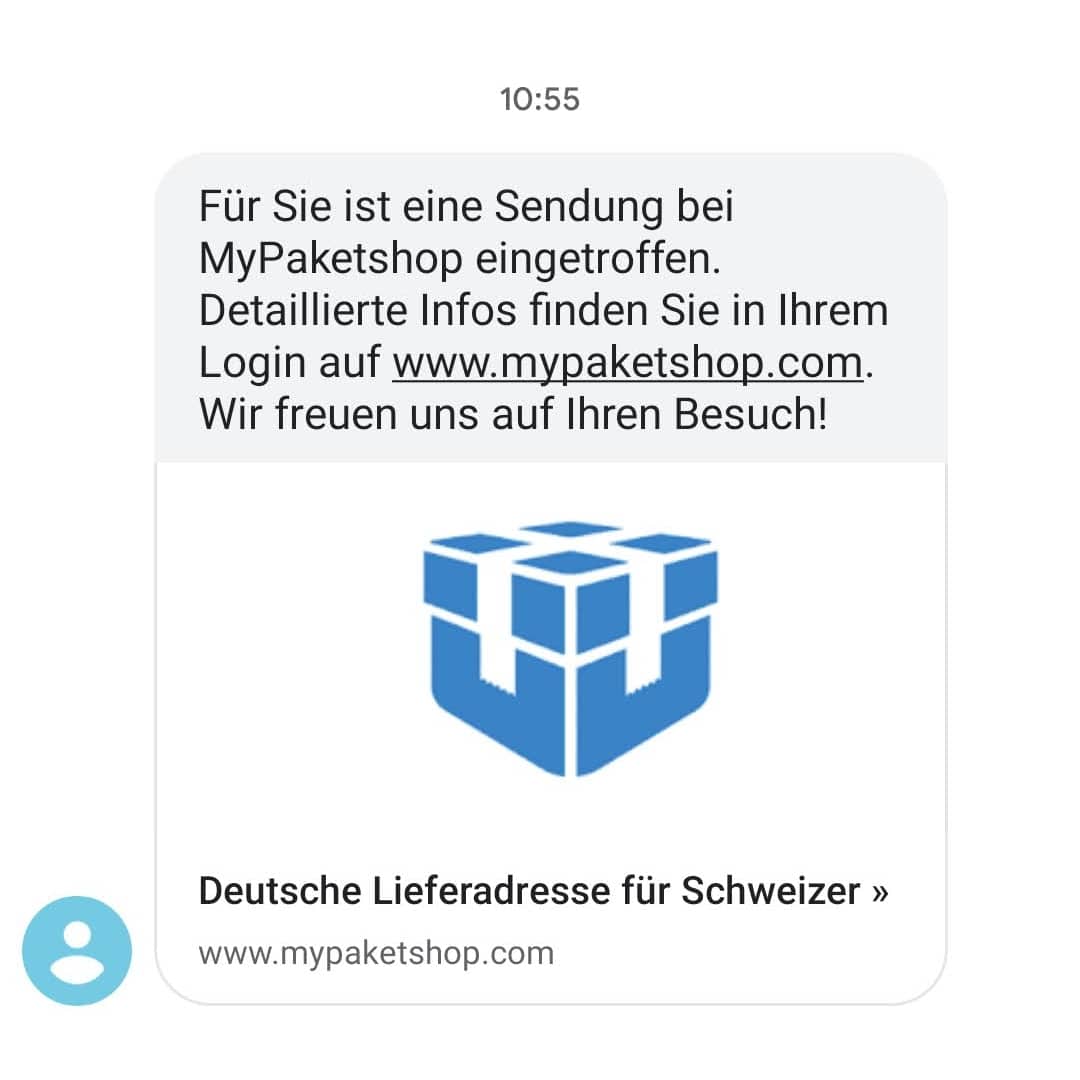 Screenshot SMS Sendungseingang