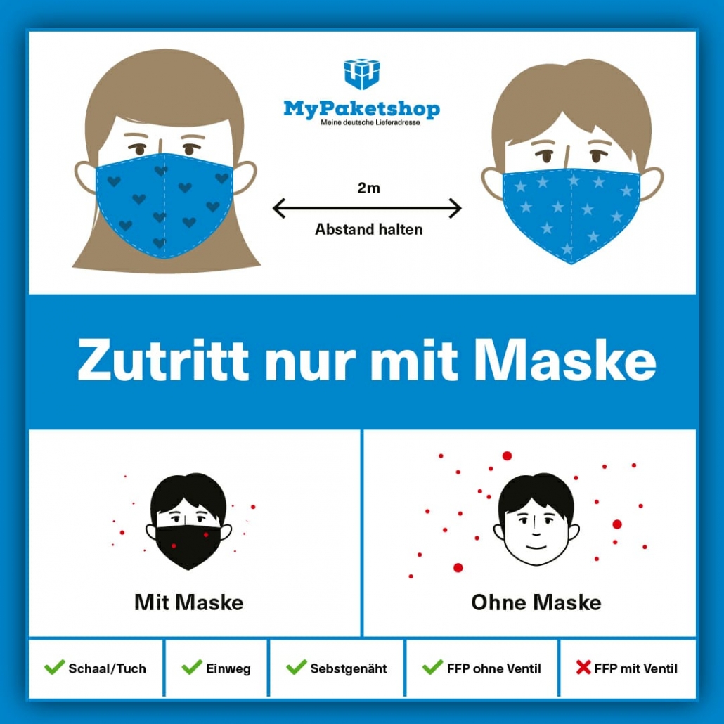 Maskenpflicht auch bei MyPaketshop