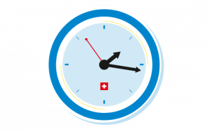 Uhr mit Öffnungszeiten (grafisch)