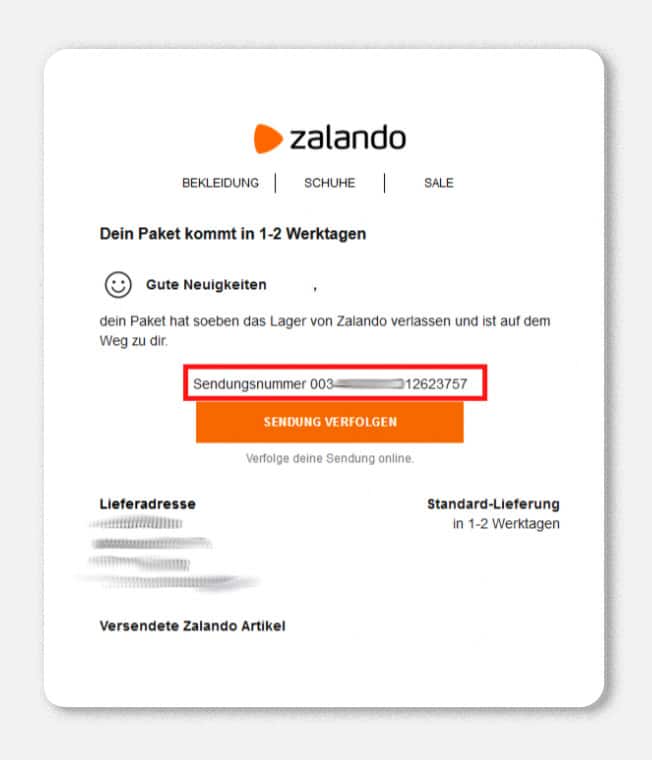 Rechnung einer Bestellung auf Zalando finden ▤ MyPaketshop